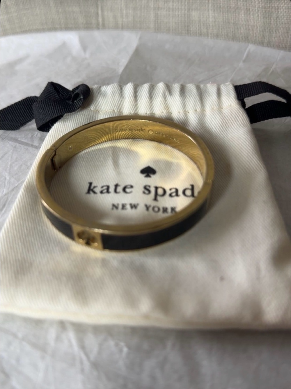 kate spade gold and black enamel hinge bangle